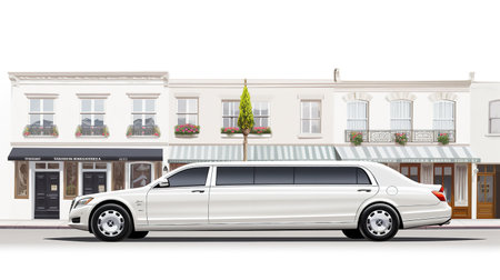 Elegant Luxury Limousine Cruising City Streets - AI Generatedの素材