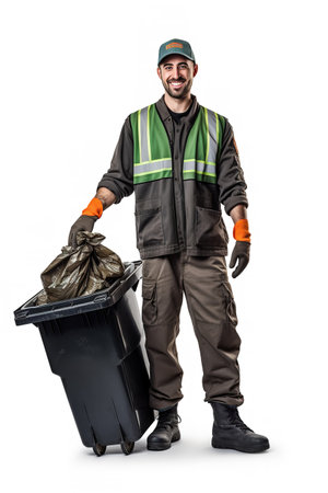 Garbage Man with Dustcart in City, AI Generatedの素材