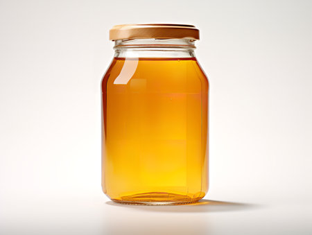 Glass Honey Jar Sweet Natural Isolated on White Background AI Generatedの素材