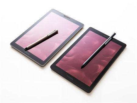 Digital Tablet with Stylus Creative Tool Isolated on White Background AI Generatedの素材