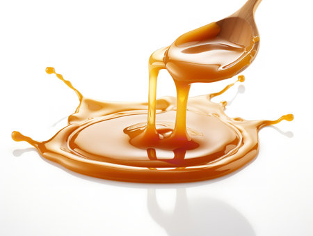 Gourmet Salted Caramel Sweet Treat Isolated on White Background AI Generatedの素材