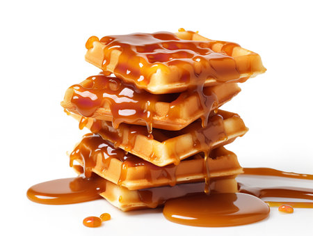 Gourmet Salted Caramel Sweet Treat Isolated on White Background AI Generatedの素材