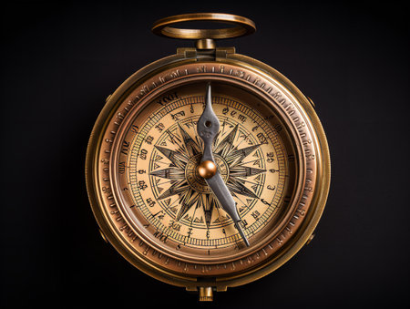 Vintage Compass Navigational Elegance Isolated on White Background AI Generatedの素材