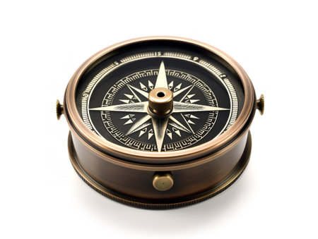 Vintage Compass Navigational Elegance Isolated on White Background AI Generatedの素材