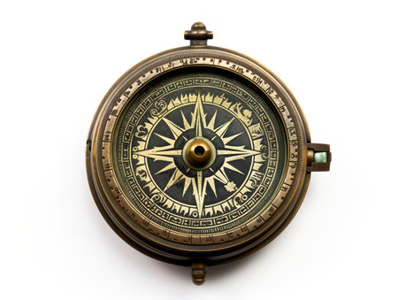 Vintage Compass Navigational Elegance Isolated on White Background AI Generatedの素材