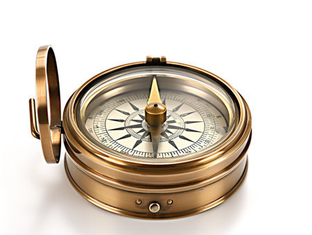 Vintage Compass Navigational Elegance Isolated on White Background AI Generatedの素材