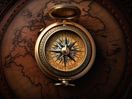 Vintage Compass Navigational Elegance Isolated on White Background AI Generatedの素材