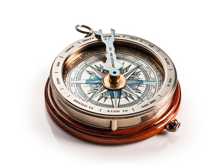 Vintage Compass Navigational Elegance Isolated on White Background AI Generatedの素材