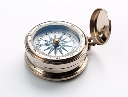 Vintage Compass Navigational Elegance Isolated on White Background AI Generatedの素材