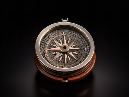 Vintage Compass Navigational Elegance Isolated on White Background AI Generatedの素材