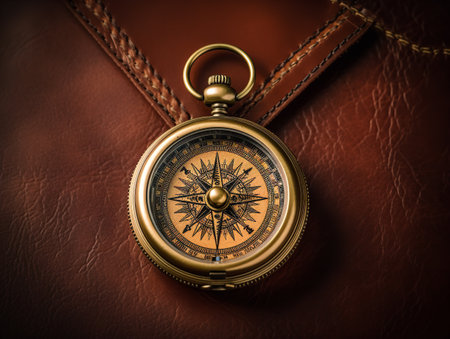 Vintage Compass Navigational Elegance Isolated on White Background AI Generatedの素材