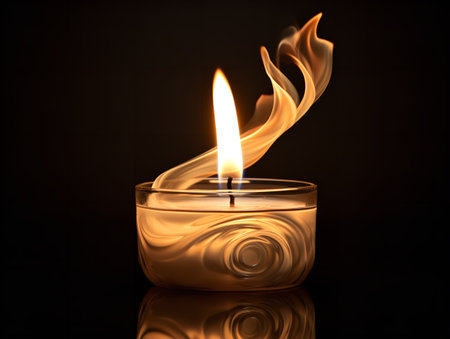 Candle Flame Flickering Light of Hope Isolated on White Background AI Generatedの素材