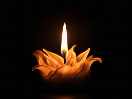 Candle Flame Flickering Light of Hope Isolated on White Background AI Generatedの素材