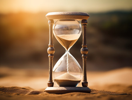Hourglass Turning Over New Beginnings Isolated on White Background AI Generatedの素材