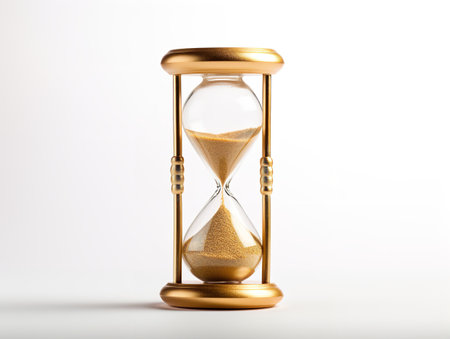 Hourglass with Gold Dust Value of Time Isolated on White Background AI Generatedの素材