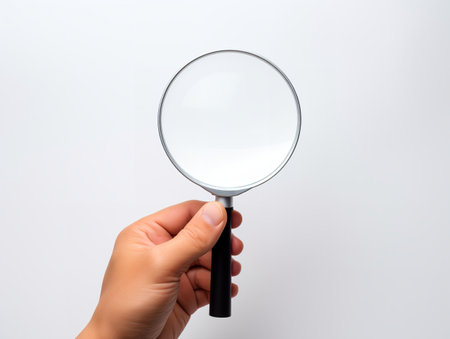 Magnifying Glass Over Book Research and Insight Isolated on White Background AI Generatedの素材