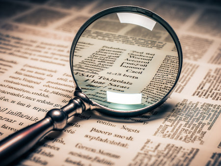 Magnifying Glass Over Book Research and Insight Isolated on White Background AI Generatedの素材