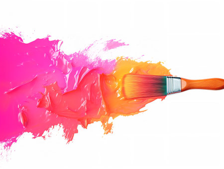 Paintbrush with Vibrant Paints Creativity in Color Isolated on White Background AI Generatedの素材