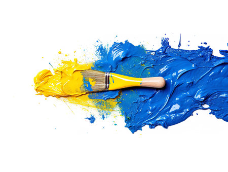 Paintbrush with Vibrant Paints Creativity in Color Isolated on White Background AI Generatedの素材