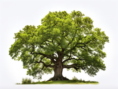 Tree with Deep Roots Stability and Growth Isolated on White Background AI Generatedの素材