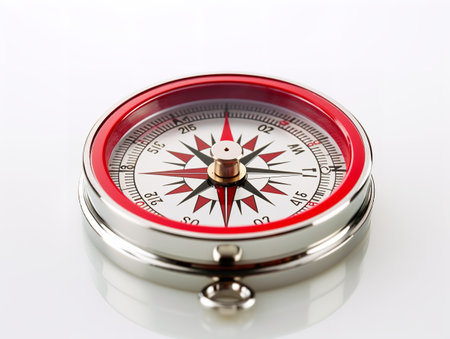 Compass Pointing North Direction and Purpose Isolated on White Background AI Generatedの素材