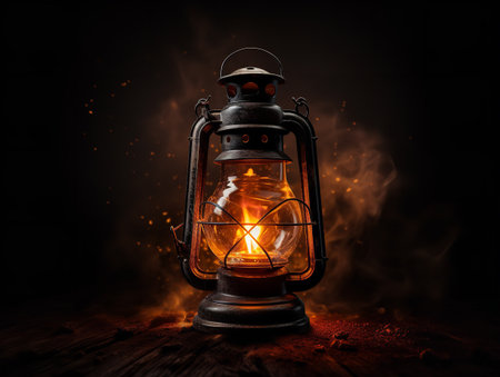 Lantern Glowing in Darkness Hope and Guidance Isolated on White Background AI Generatedの素材