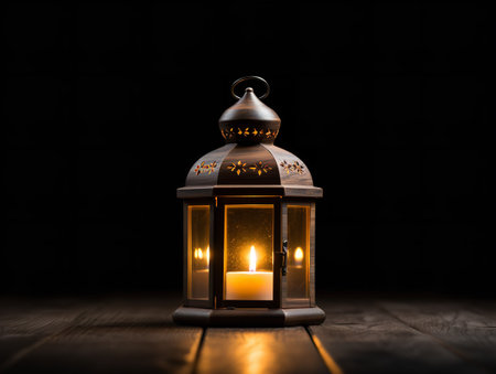 Lantern Glowing in Darkness Hope and Guidance Isolated on White Background AI Generatedの素材