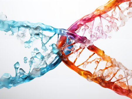 DNA Helix Unraveling Science and Identity Isolated on White Background AI Generatedの素材