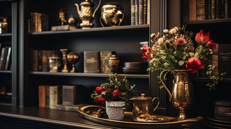 Dark Academia Kitchen: Bookish Elegance with Rich Moody Tonesの素材