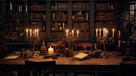 Dark Academia Kitchen: Bookish Elegance with Rich Moody Tonesの素材