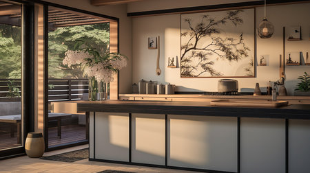 Tranquil Asian-Inspired Kitchen: Harmony with Zen Elements and Natural Tonesの素材