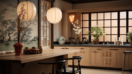 Tranquil Asian-Inspired Kitchen: Harmony with Zen Elements and Natural Tonesの素材