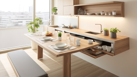 Compact Urban Kitchen: Space-Saving Solutions for Stylish Efficiencyの素材
