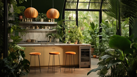Lush Tropical Kitchen Oasis: Bringing the Outdoors Inの素材
