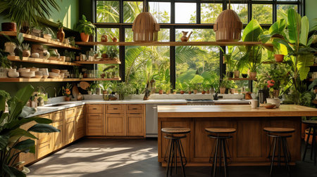 Lush Tropical Kitchen Oasis: Bringing the Outdoors Inの素材