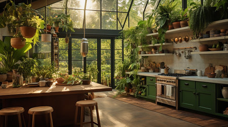 Lush Tropical Kitchen Oasis: Bringing the Outdoors Inの素材