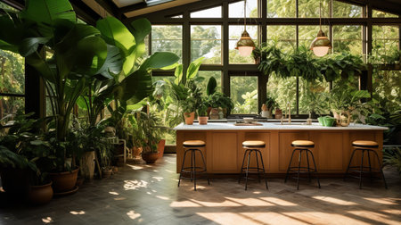 Lush Tropical Kitchen Oasis: Bringing the Outdoors Inの素材