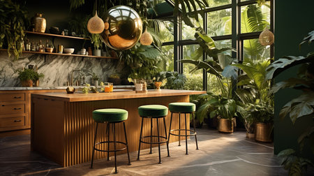 Lush Tropical Kitchen Oasis: Bringing the Outdoors Inの素材