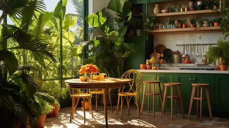 Lush Tropical Kitchen Oasis: Bringing the Outdoors Inの素材
