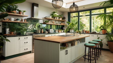 Lush Tropical Kitchen Oasis: Bringing the Outdoors Inの素材