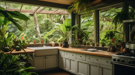 Lush Tropical Kitchen Oasis: Bringing the Outdoors Inの素材