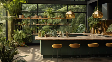 Lush Tropical Kitchen Oasis: Bringing the Outdoors Inの素材