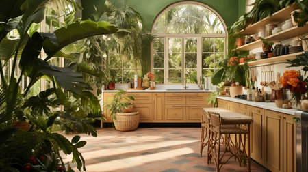 Lush Tropical Kitchen Oasis: Bringing the Outdoors Inの素材