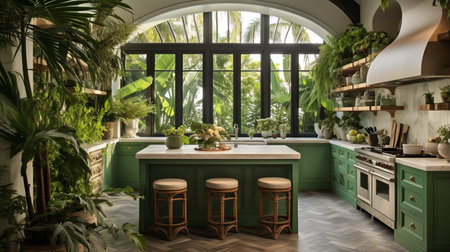 Lush Tropical Kitchen Oasis: Bringing the Outdoors Inの素材
