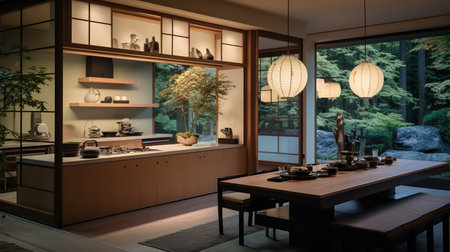 Tranquil Asian-Inspired Kitchen: Harmony with Zen Elements and Natural Tonesの素材