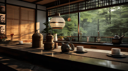 Tranquil Asian-Inspired Kitchen: Harmony with Zen Elements and Natural Tonesの素材