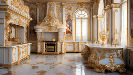 Lavish Baroque Kitchen: Opulent Textures and Decadent Design for Luxury Livingの素材