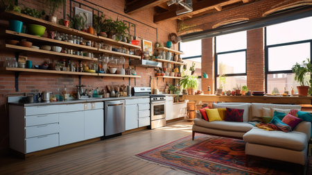 Eclectic Loft Kitchen: Exposed Architectural Beauty and Creative Mixの素材