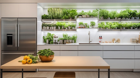 Sustainable Farm-to-Table Kitchen with In-House Herb Gardenの素材