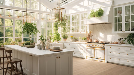 Sustainable Farm-to-Table Kitchen with In-House Herb Gardenの素材